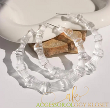 Load image into Gallery viewer, Expression Transparent Bamboo Hoop Earrings