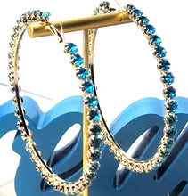 Load image into Gallery viewer, Blue Diamond Hoop Earrings