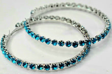 Load image into Gallery viewer, Blue Diamond Hoop Earrings