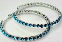 Load image into Gallery viewer, Blue Diamond Hoop Earrings