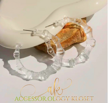 Load image into Gallery viewer, Expression Transparent Bamboo Hoop Earrings
