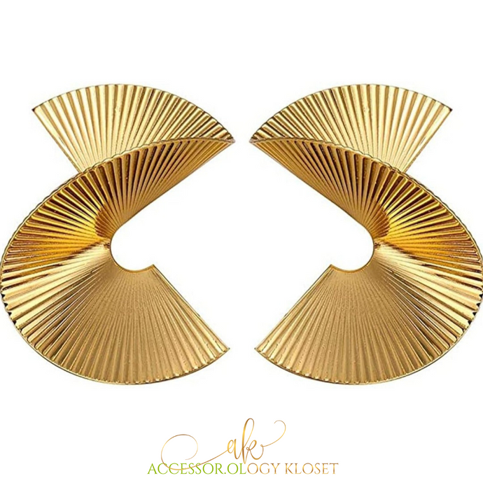 Twisted Statement Earrings (Gold)
