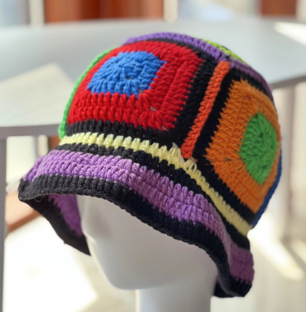 Kaleidoscope Multicolored Knitted Floppy/Bucket Hat