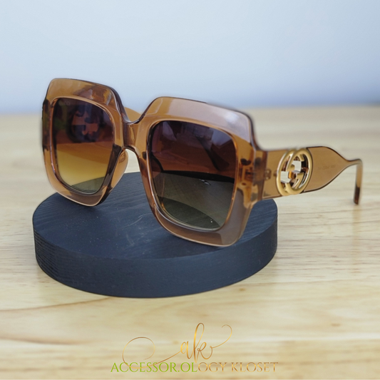 GG Squared Series Sunglasses Clear Brown