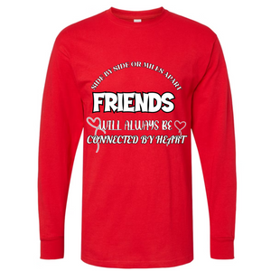 Custom- Side by Side Friends Connected by Heart Red Long Sleeve T-Shirts