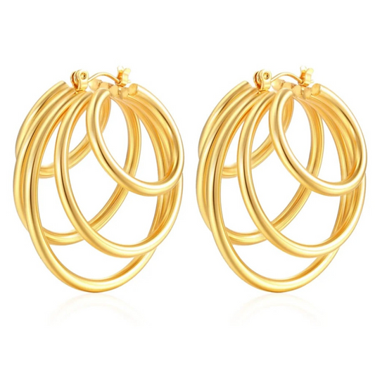 Gold Five Layer Earrings