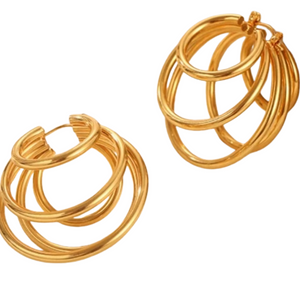 Gold Five Layer Earrings