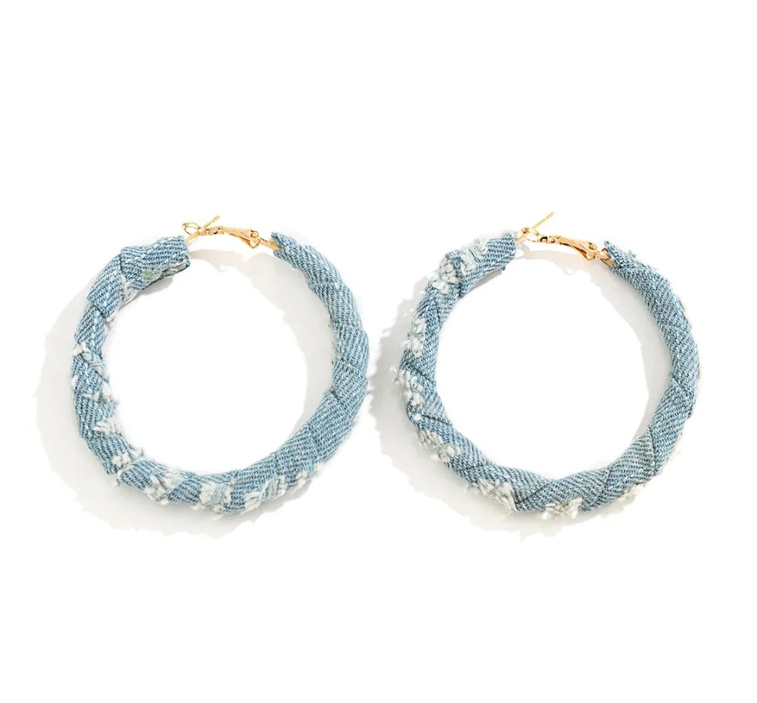 What About Them Denim Hoop Earrings