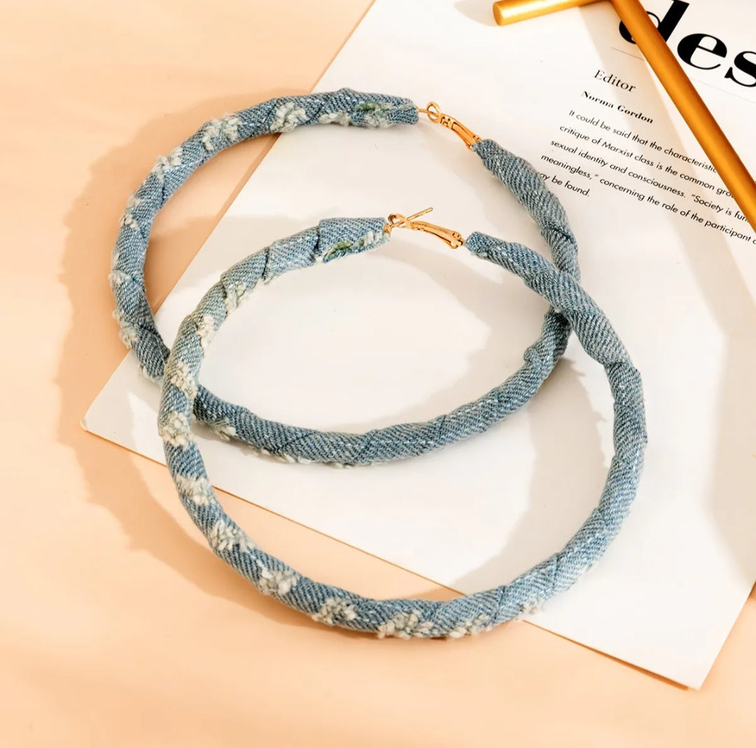 What About Them Denim Hoop Earrings