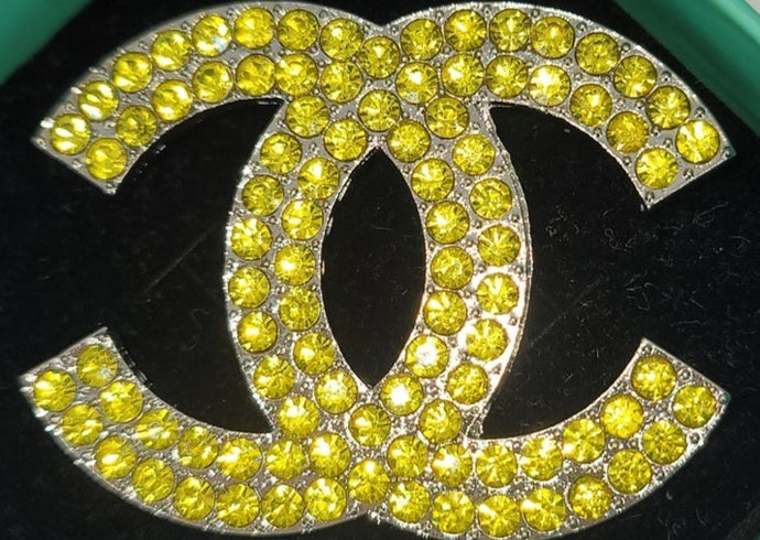 YELLOW BLINGED OUT BROOCH