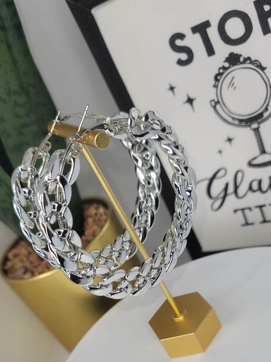 AK Silver Acrylic Hoop Earrings