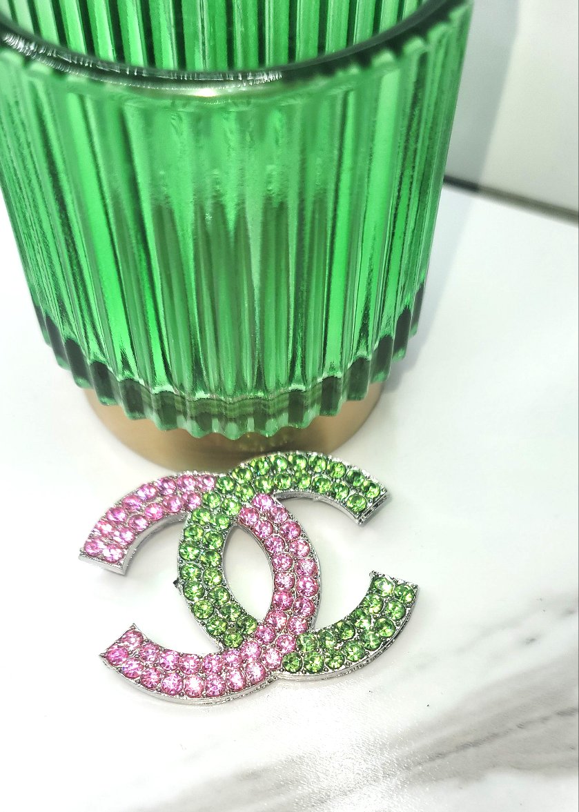 Pink & Green C Brooch