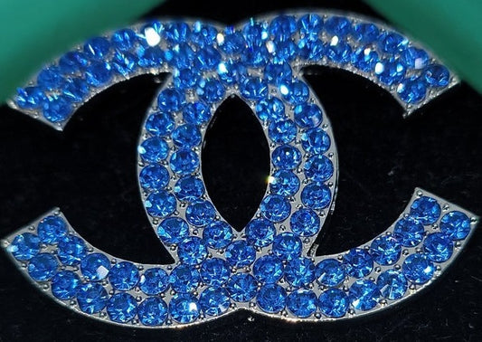 BLUE & SILVER BLINGED C&C BROOCH