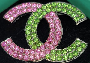 PINK & GREEN BLINGED BROOCHE