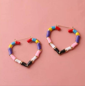 My Heart Filled with Color Bamboo Style Earrings