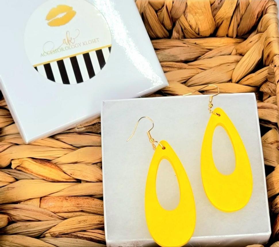 Open Tear Drop Wooden Earrings