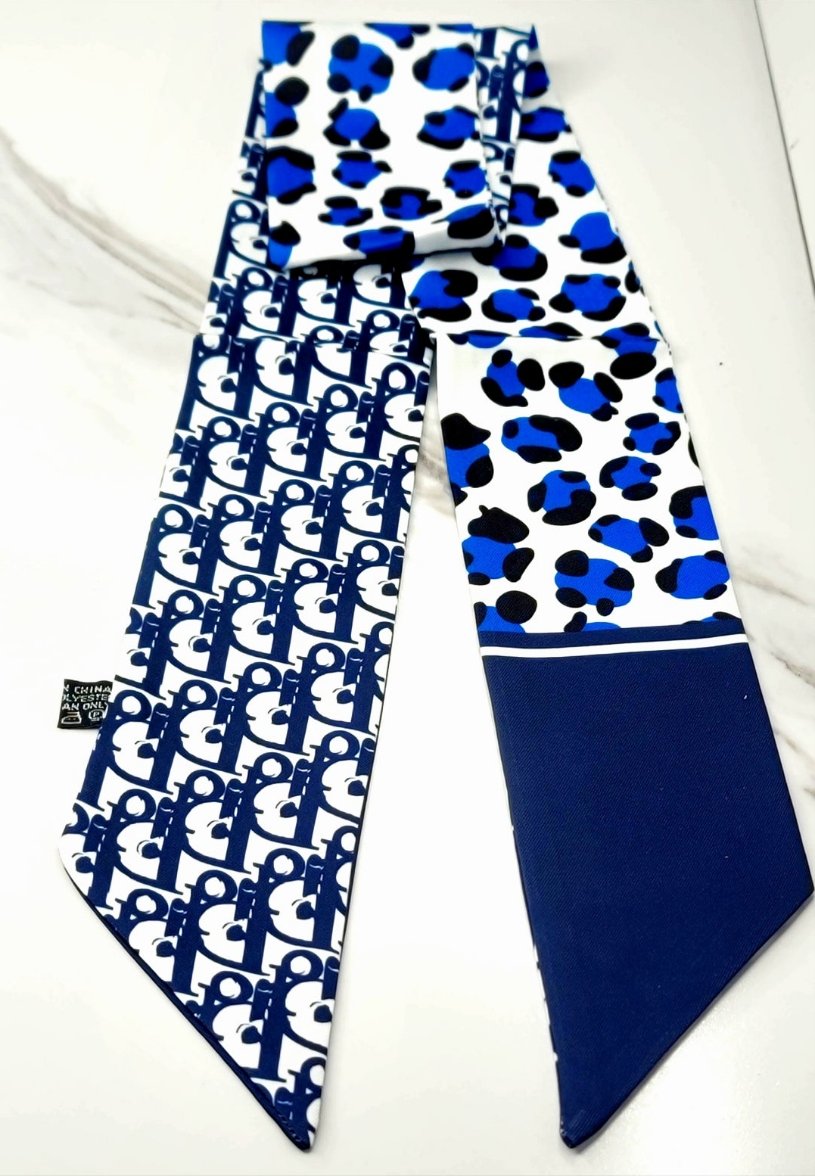 Blue Leopard Mini/Skinny Scarf