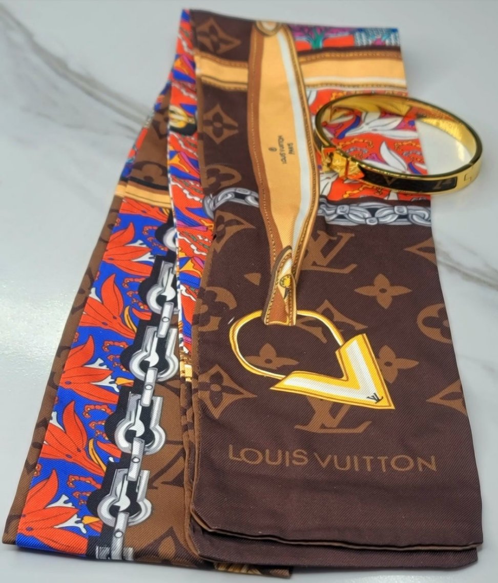 AK Luxe' Brown Mini/Skinny Print Scarf