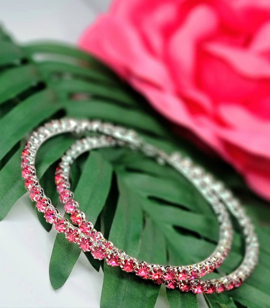 Pink Rose Hoop Earrings